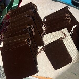 Brown and Cream Velvet Pouch Set 11